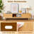 63 Inches Mid Century Modern Bamboo TV Stand with Sliding Doors