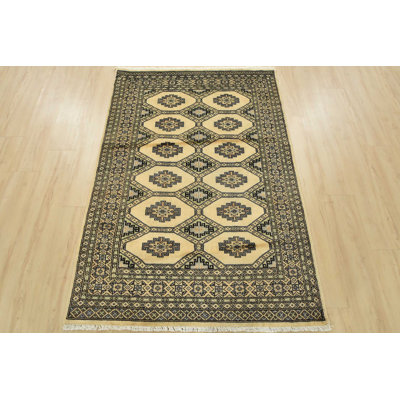Bokhara Jaldar Rug 3’11” X 5’9” Beige Wool Tribal Hand-Knotted Oriental Carpet