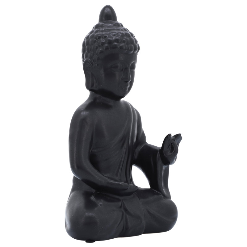 Larochelle Stoneware and Ceramic Buddha Figurine - Elegant and Modern Meditative Sculpture for Home Decor, Black