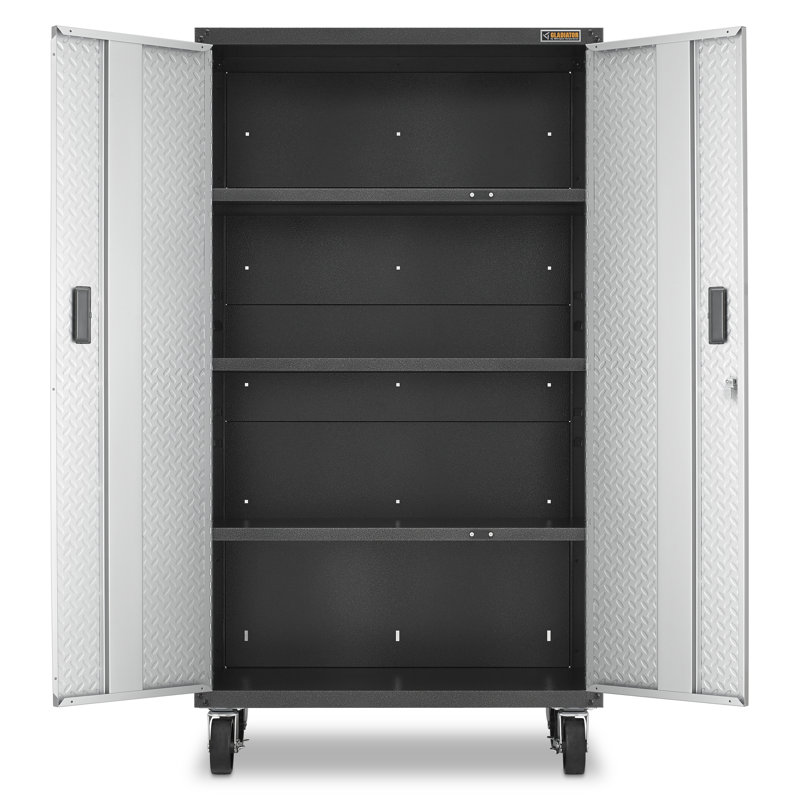 Ready-To-Assemble Mobile Storage Cabinet, Silver