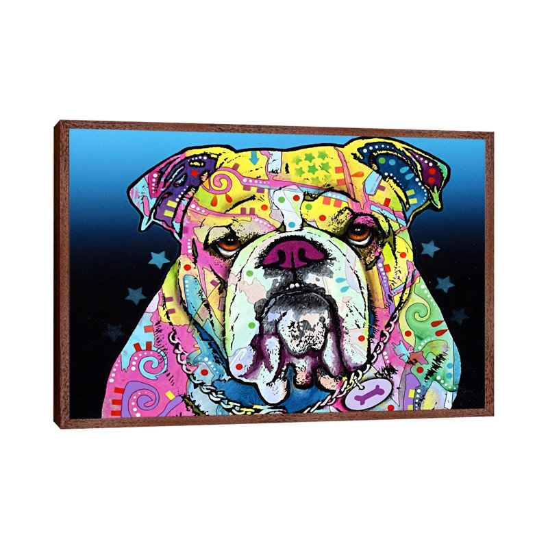 The Bulldog by Dean Russo - Print on Canvas, Brown Framed, 66.04 cm H x 45.72 cm W