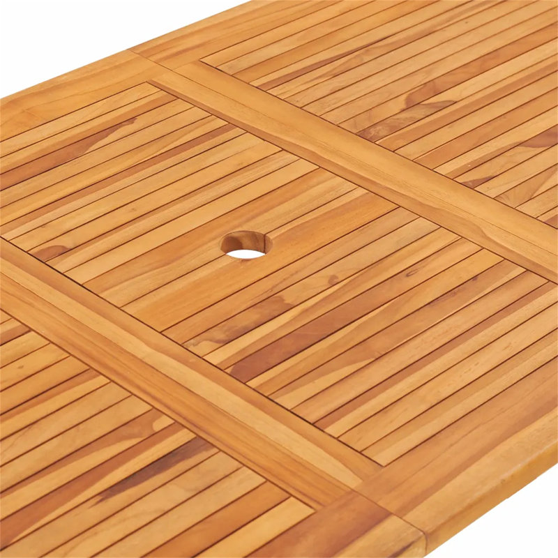 Lear Rectangular Teak Solid Wood Outdoor with Umbrella Hole Dining Table - 160 cm W 80 cm D