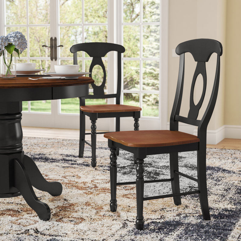 Letizia Solid Oak Side Chair, Oak/Black