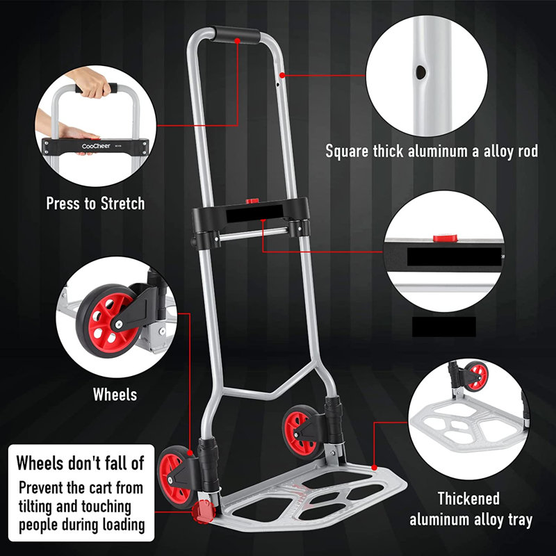 Hendry 265 Ib. Capacity Aluminum Portable Foldable Hand Truck Dolly