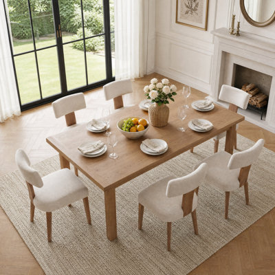 Femke Upholstered Dining Chairs Mid-Century Modern Upholstered Dining Chairs, Wooden Frame Armless Side Chairs for Dining Room Kitchen