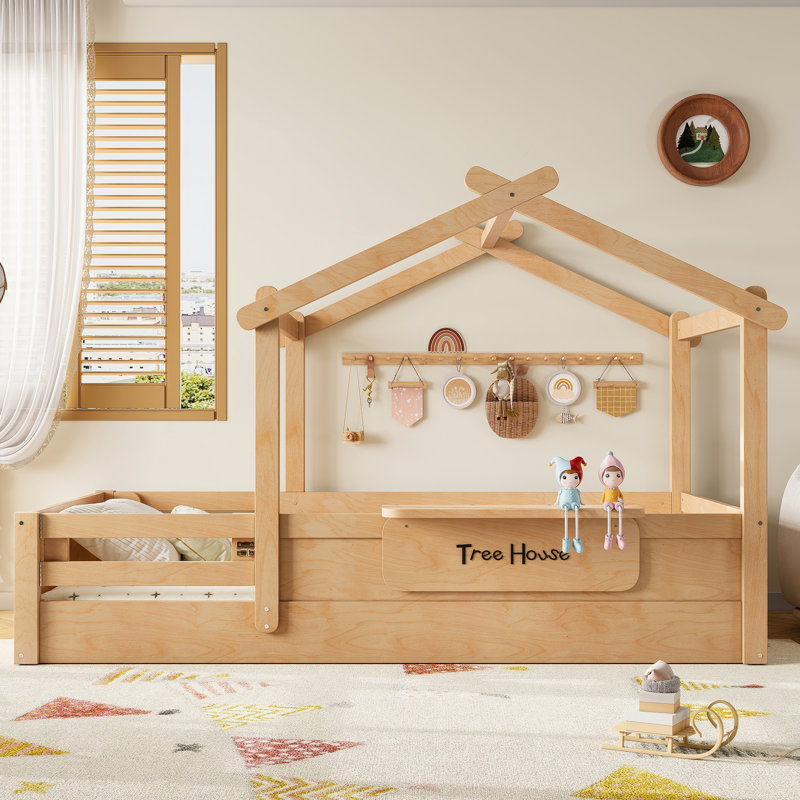 Natural Wood Twin Treehouse Bed With Low-profile Frame