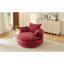 Fauteuil de salon rond pivotant à 360° rouge avec coussin double couche, oreiller de soutien, mécanisme silencieux, tissu velours côtelé pour faire la sieste au bureau, profondeur d'assise de 96,5 cm, design du coussin, 3 oreillers amovibles.