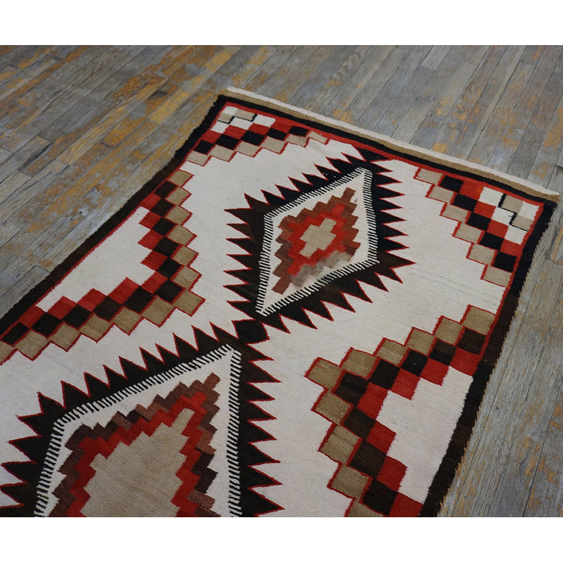 Small Scatter Size Flatwoven Tribal Antique Native American Navajo Rug