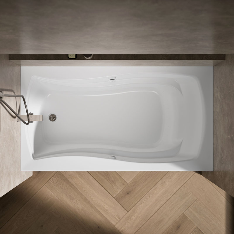 Mariposa 66" x 36" Alvover/Tile in Whirlpool Acrylic Bathtub, White, No, Left