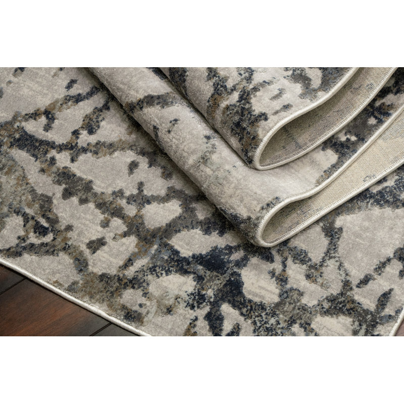 Tapis gris / bleu Dionatta, Rectangle 7 pi 10 po x 10 pi 10 po