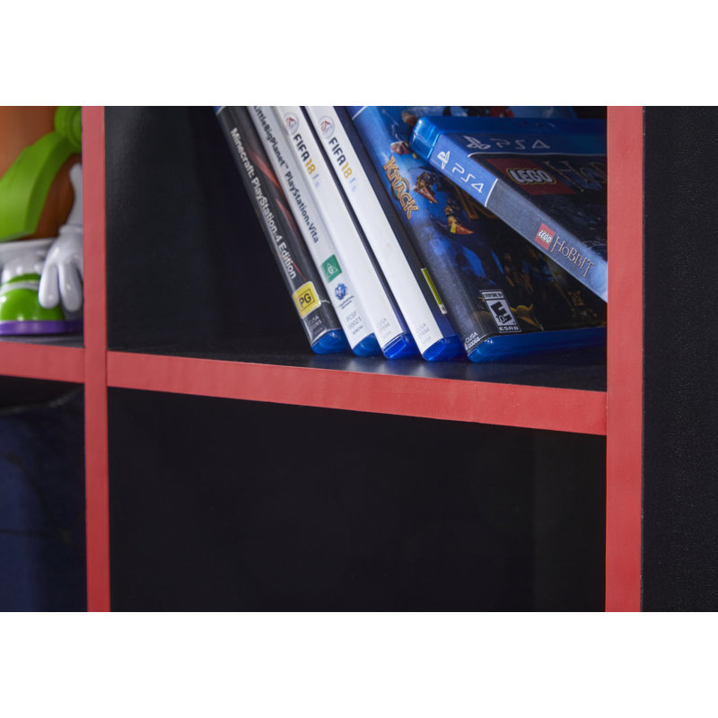 Marziah 92cm W Manufactured Wood Shelving Unit, Black/Red