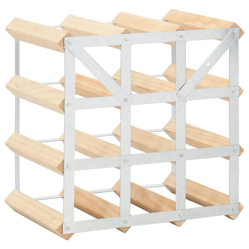 Atkison Wall Mounted Wine Bottle Rack, Natural/Silver