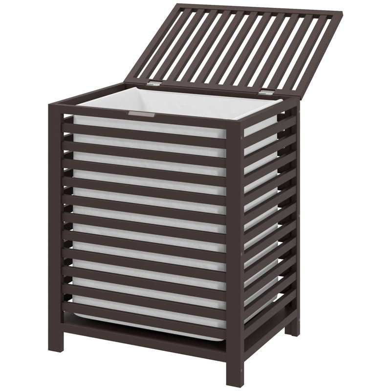 HOMCOM Bamboo Laundry Hamper With Lid, 23.5" H x 19.8" W x 14.3" D, Coffee