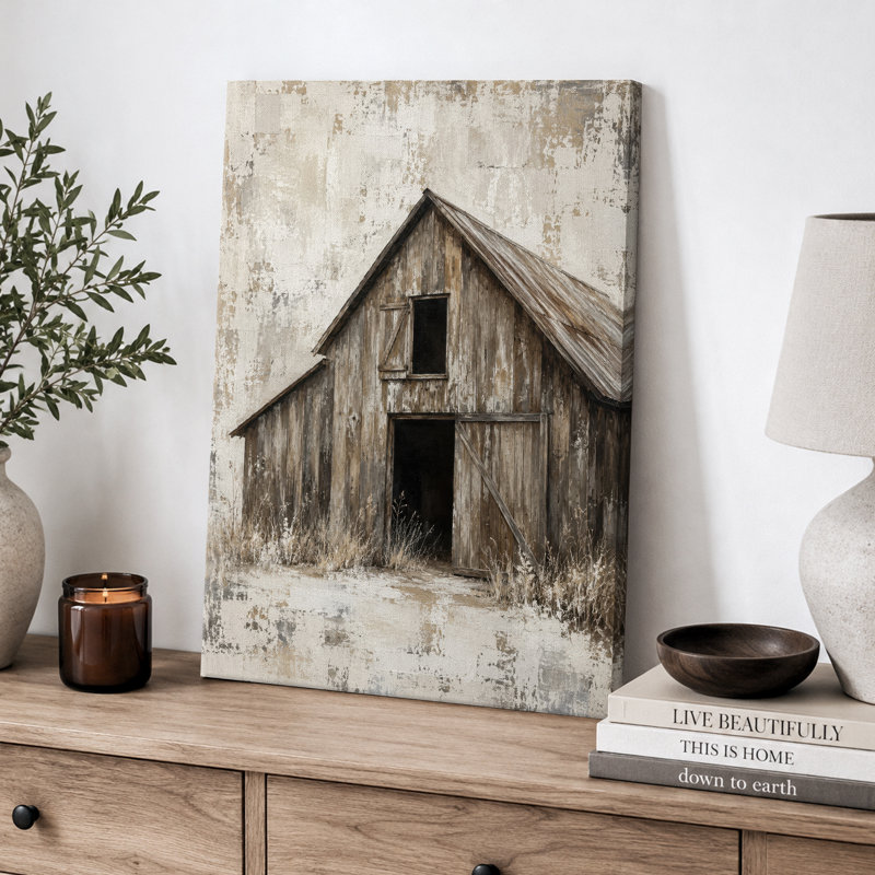 Illustration de porte de grange rustique, photos de ferme, impression encadrée sur toile, 18" H x 12" W x 1.5" D