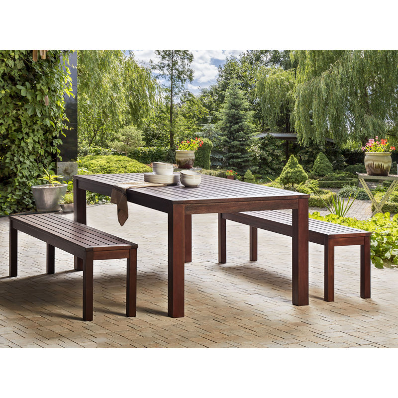Sylvere 6 - Person Wood Patio Dining Set with Rectangular Table , Cushions Included