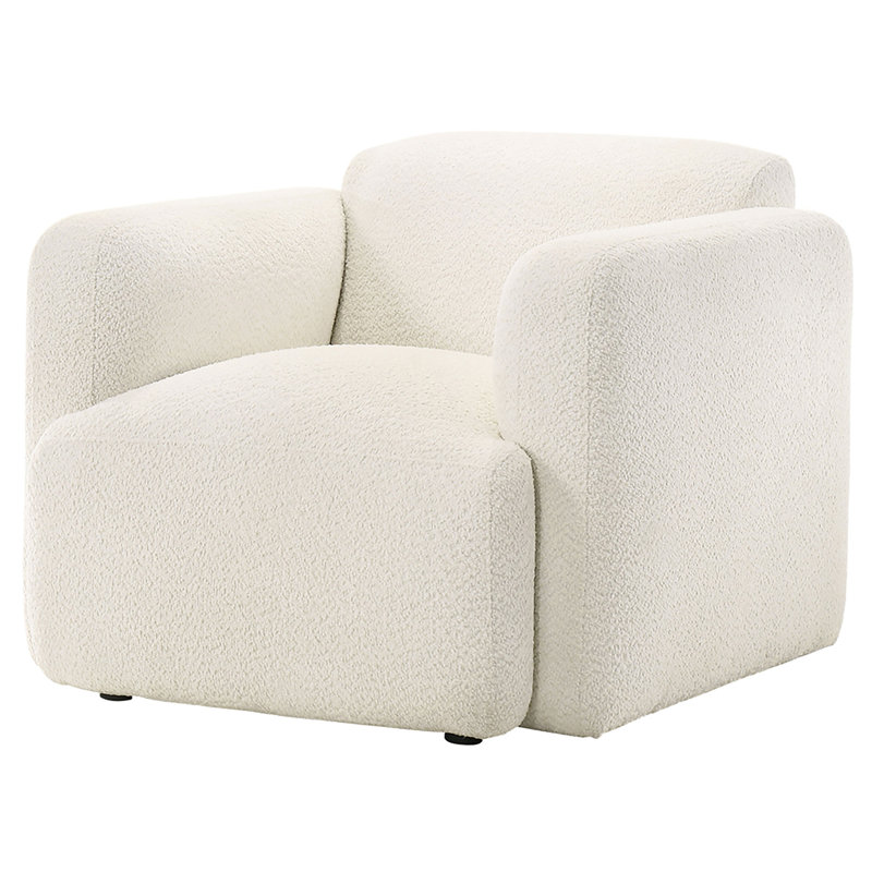 Fauteuil d'appoint rembourré avec tissu Hemington, Blanc / Blanc