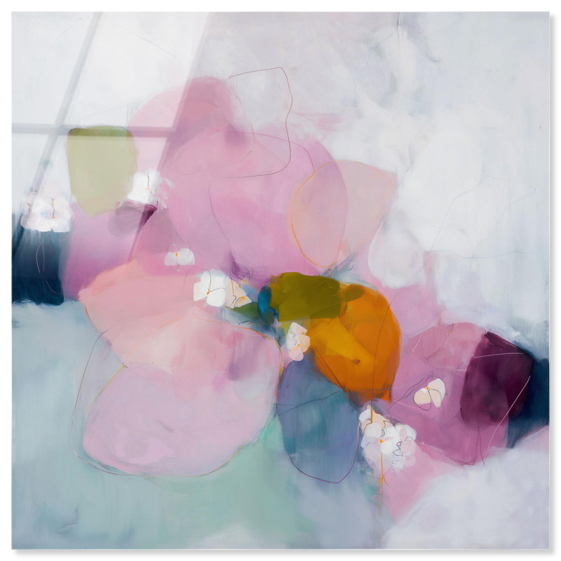 Décoration murale pastel fuchsia horizon imprimé acrylique par Art Remedy, H 12 po x l 12 po