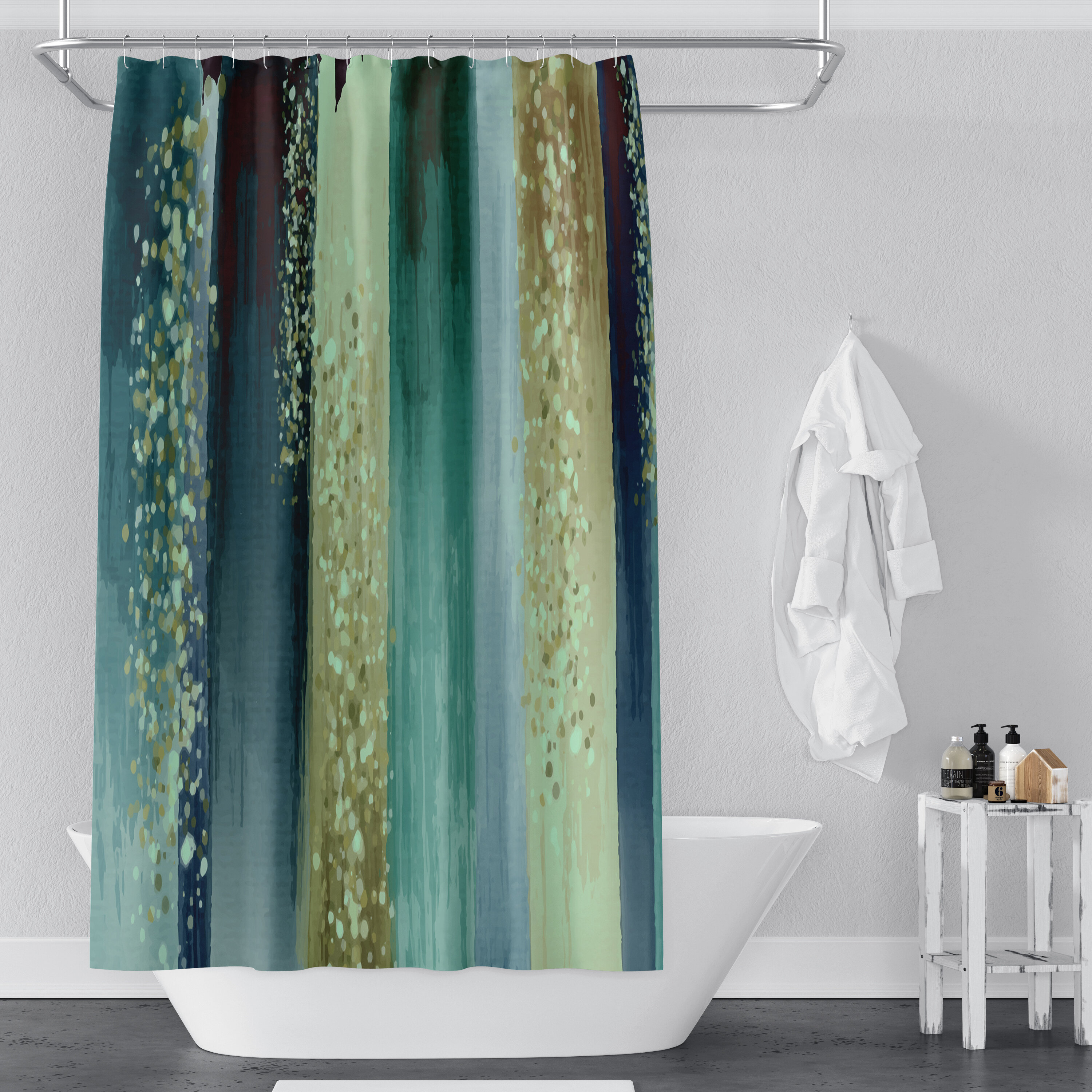 Elizabeth Partida Realtor - Small bathroom? Hang your curtain high! Cloth shower  curtains introduce a level of sophistication and glamour to any bathroom.  Use this to your advantage in a small space