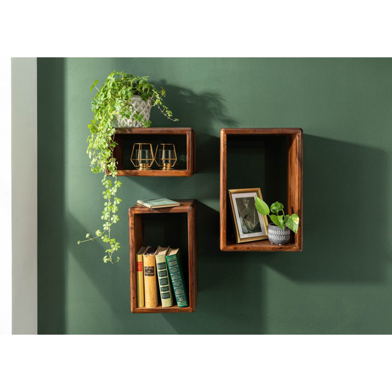 Toronto 3 Piece Wall Shelf Set, Walnut