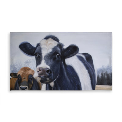 Farm Animals Tablecloth - Two Cows Eating Grass, Rustic Decor