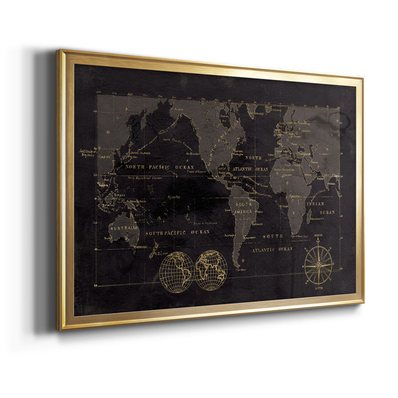 " Black Gold Map ", Gold, 30.5" H x 42.5" W x 1" D