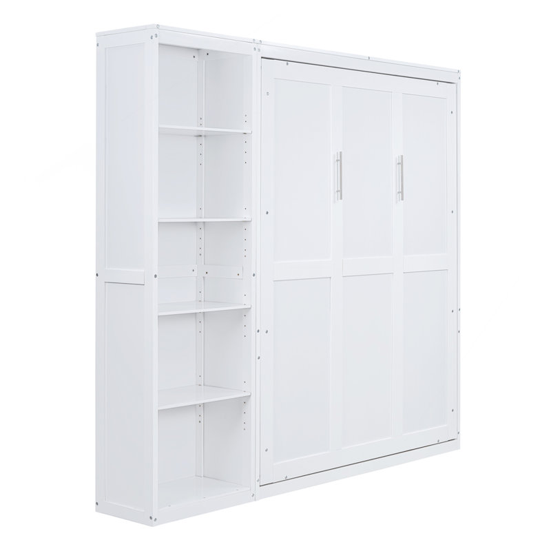 Grand lit escamotable mural avec tablettes