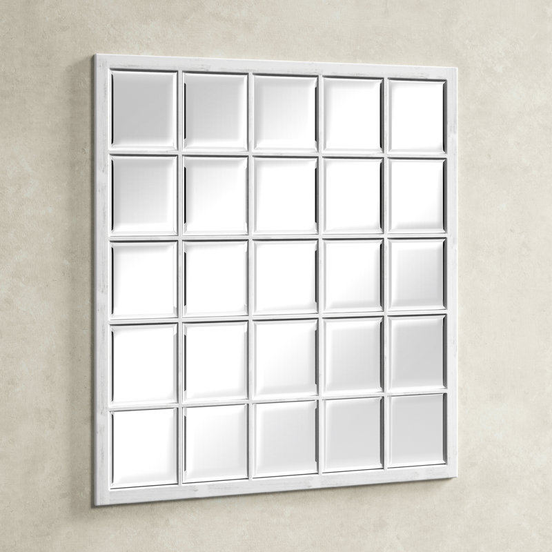 Manu Frameless Accent Mirror, Antiqued White