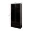 Bibliothèque noire avec lumières à DEL, 4 tablettes, 2 tiroirs et portes en verre pour le rangement d'étude - portes éclairées, étagère de chambre à coucher