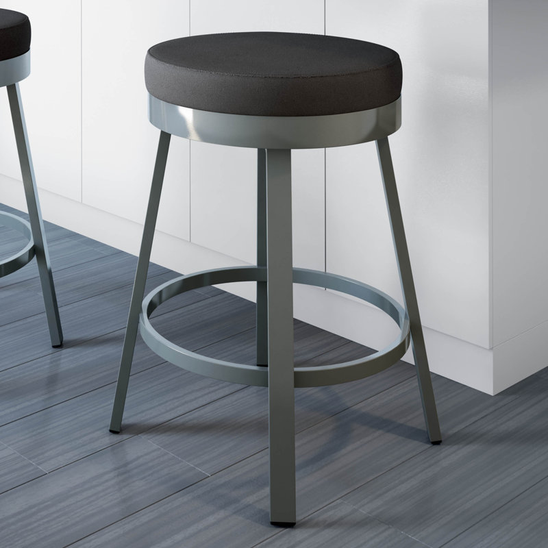 Tabouret de comptoir et de bar Dealba, Gris lustré, Noir anthracite mat, Tabouret de bar (assise de 30 po de hauteur)