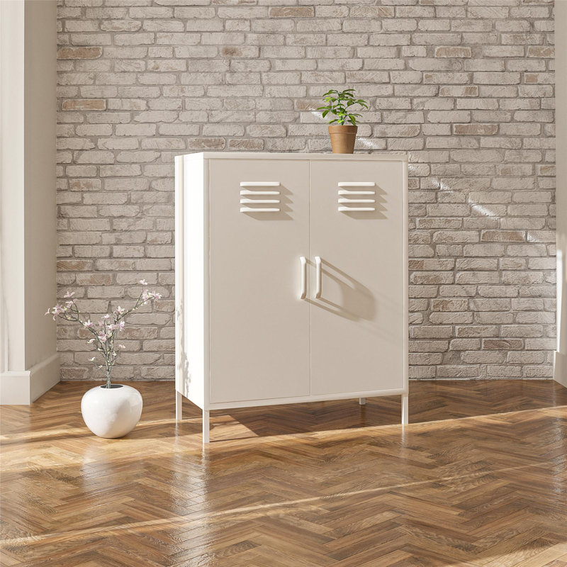 Buffet décoratif 2 portes Gioia Steel, Blanc doux