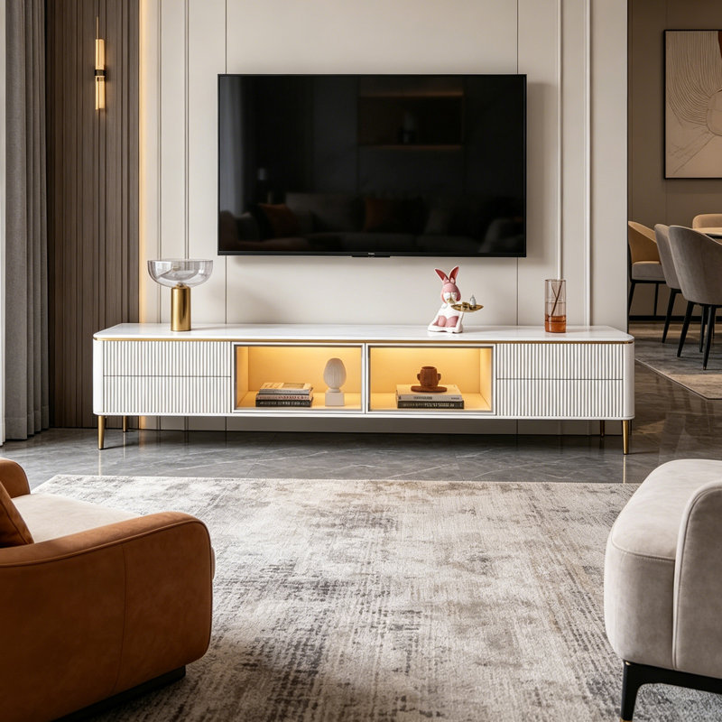 Meuble télé élégant, 17.71"H x 62.99"L x 11.81"W