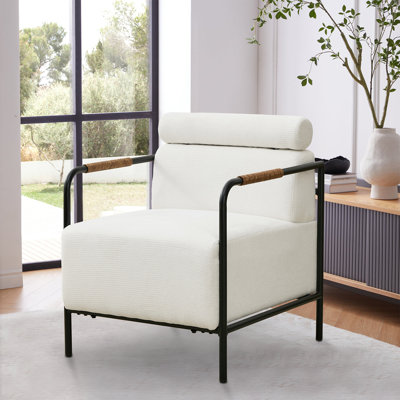 Sinobi Upholstered Accent Armchair with Metal Frame by Ebern Designs