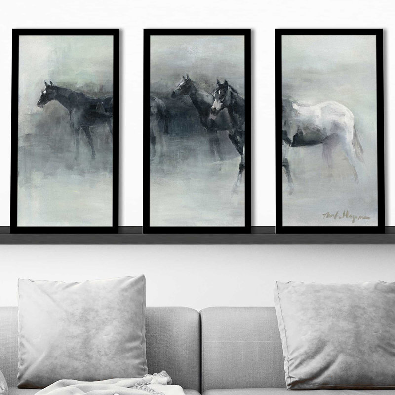 «In the Mist», peinture sur cadre 3 pièces, L 40,5 po x H 25,5 po x P 1 po