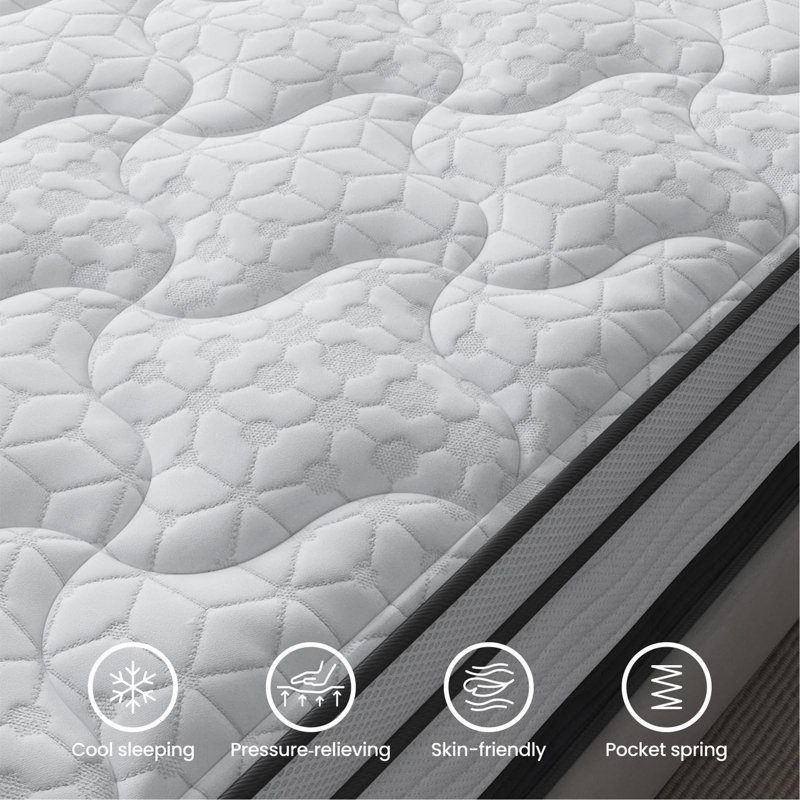 Hybrid Mattress In A Box, Cooling Gel Infused Memory Foam And Pocket Spring Mattress, Medium Firm, 14.5", Full