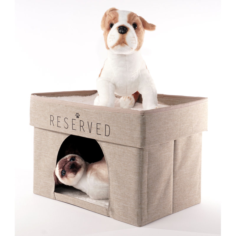 Natural 2-Tier Collapsible Cat Cave Bed with Cushion