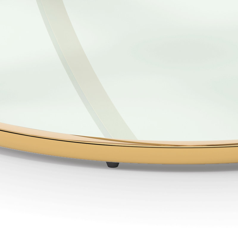 31.50'' Modern Rectangle Glass Coffee Table with Ring-Shaped Frames, Tempered Glass, Luxury Centre Table for Living Room, Bedroom and Office