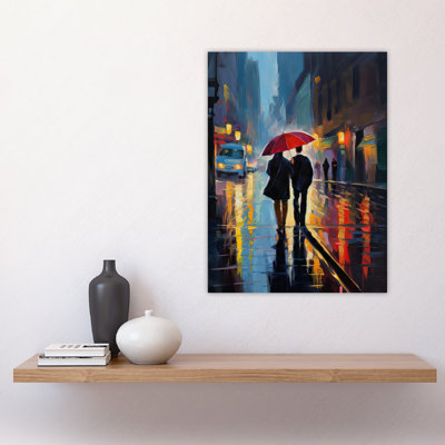 Wall Art Print Paris In The Springtime Oil Painting Couple With A Umbrella Talking A Romantic Walk On A Rainy Night Bedroom Art Poster