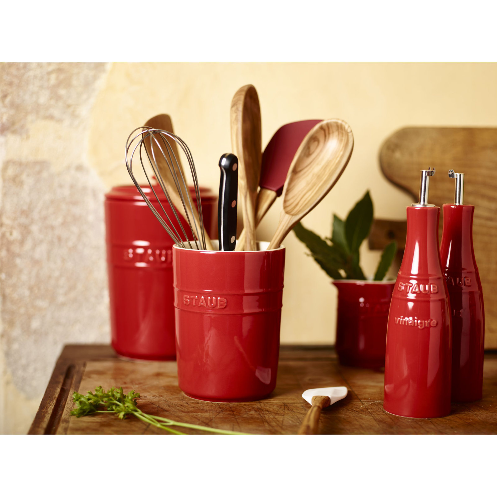 Ceramique 15 cm Ceramic Utensil Holder, Cherry