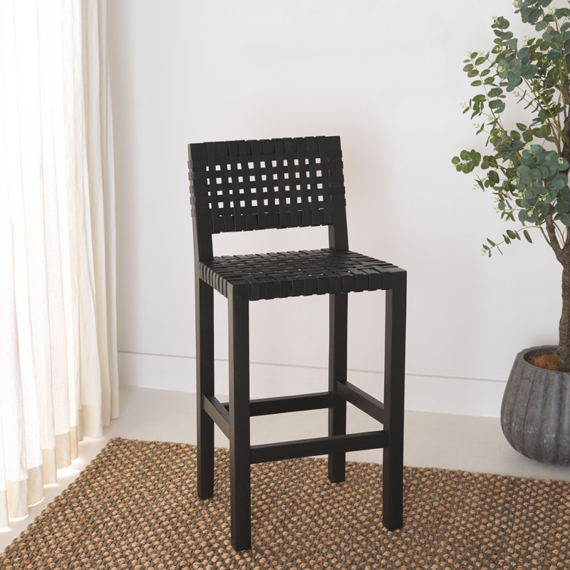 Leather Counter Stool, Black/Black