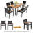 Eryn-Louise 6 - Person Acacia Solid Wood Patio Dining Set Umbrella Hole Included Rectangular Table
