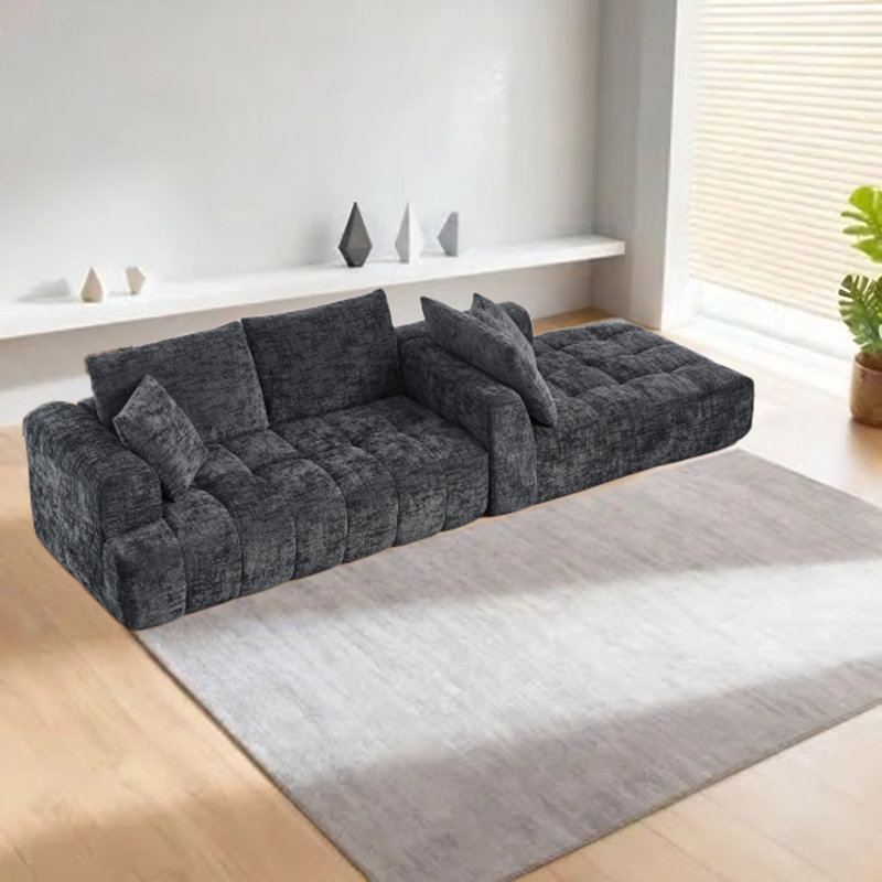 Chennova Boneless Modern Chenille Sectional Sofa with Tufted Design and Pocket Spring Structure, Right Hand Facing