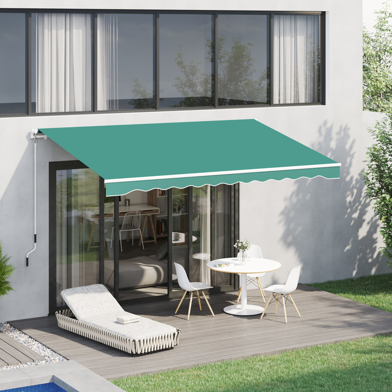 Auvent rétractable 10 pi x 8 pi Et eau - tissu, cadre en aluminium. Manivelle manuelle pour un ajustement facile. Utilisation multi-surfaces de patio. Protège de la chaleur du soleil. Convient à une terrasse, un balcon ou une cour. Emplacement polyvale
