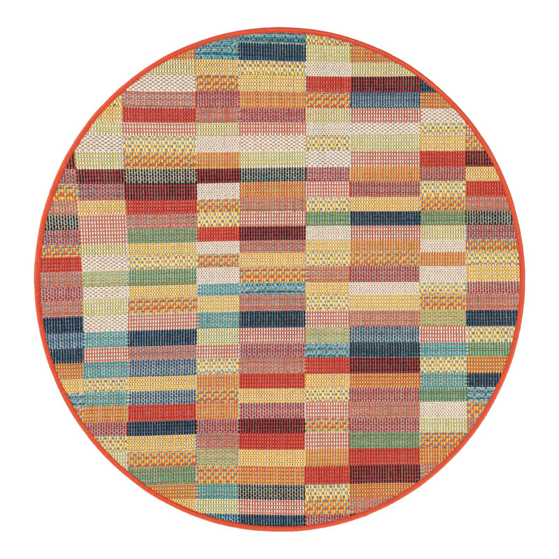 Striped Indoor / Outdoor Rug, Round 4'1"