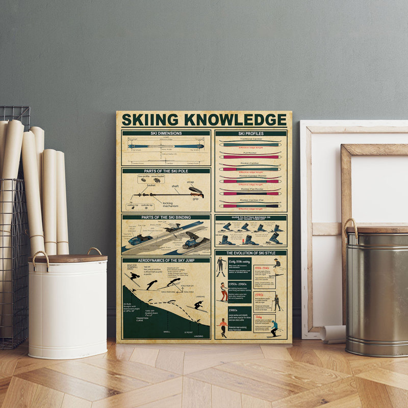 Toile tendue sur toile "Skiing", H 60 po x l 40 po x P 1,25 po