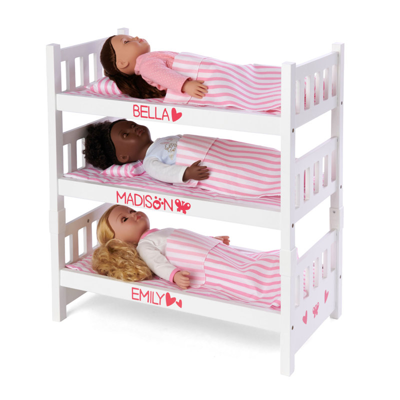 Baby Doll Crib Badger Basket 1-2-3 Convertible Doll Bunk Bed With
