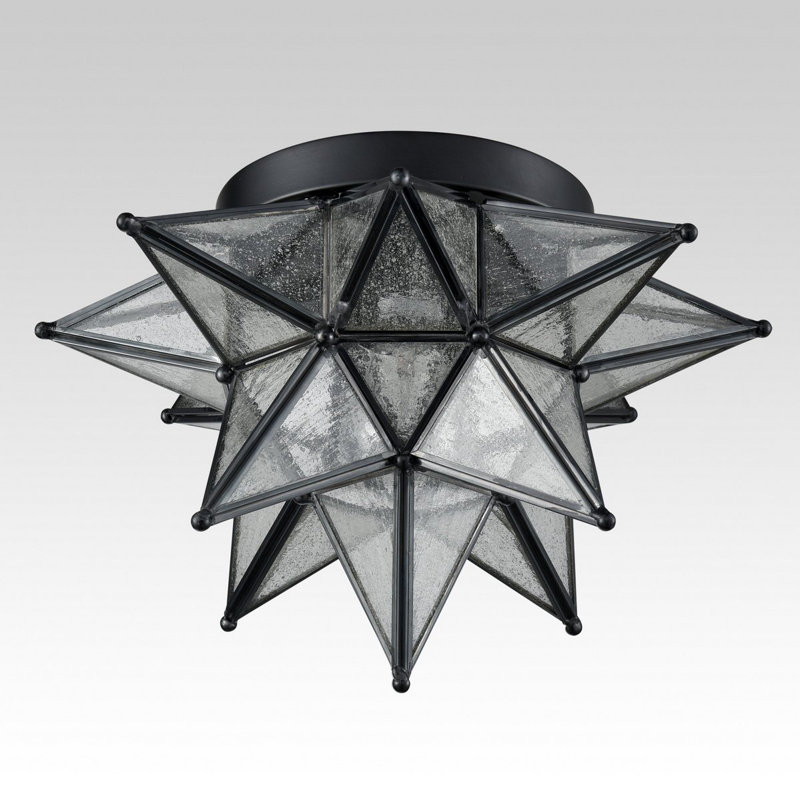 Overturf Glass Flush Mount, Black