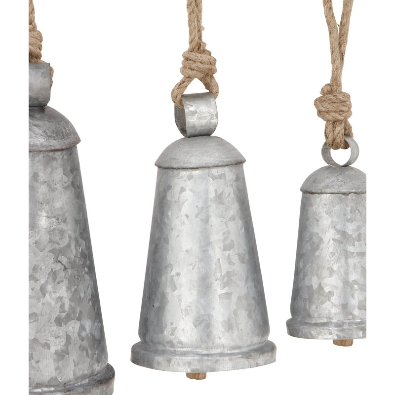 Ensemble de clochettes décoratives tibétaines en métal, gris