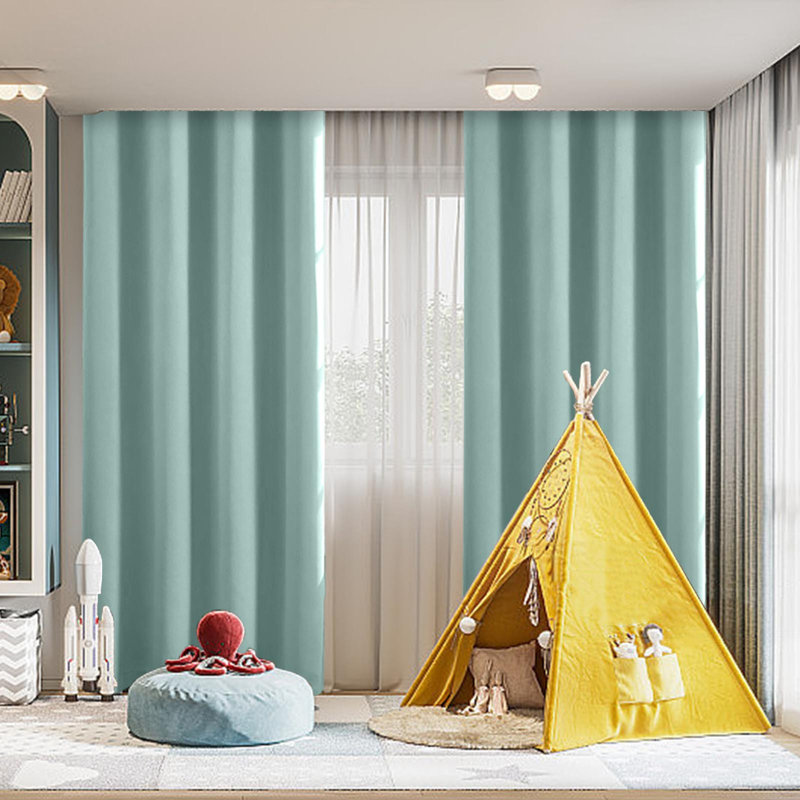 Paire de rideaux avec rideaux superposés de l 63 po x L 52 po pour chambre à coucher, B