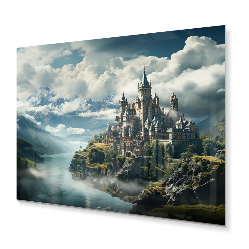 Château de châteaux dans le - Impression sans cadre sur métal, H 16 po x l 32 po x P 1 po