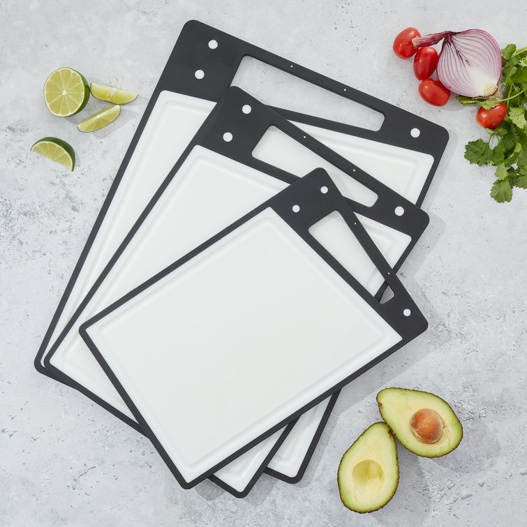 Hakka Commercial Plastic Cutting Board for Kitchen,meats Bread Fruits, Butcher Block, Organic Kitchen Chopping Board 20 x 15 x 1 inch(3 White) (Set O